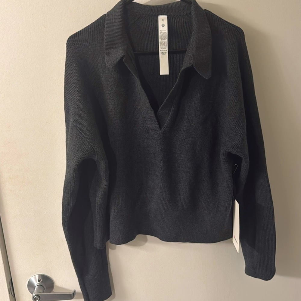 Collared Merino Wool Blend Sweater